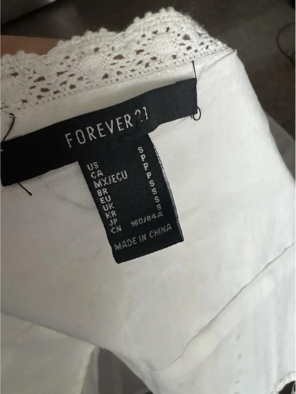 Cotton Corset Eyelet Blouse Top Forever 21 White Sz Small - Picture 4 of 5